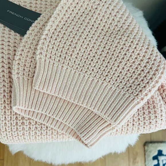 FRENCH CONNECTION Luna Short Sleeve Waffle Knit Sweater Pink, Large (10/12) NWT - Picture 10 of 13
